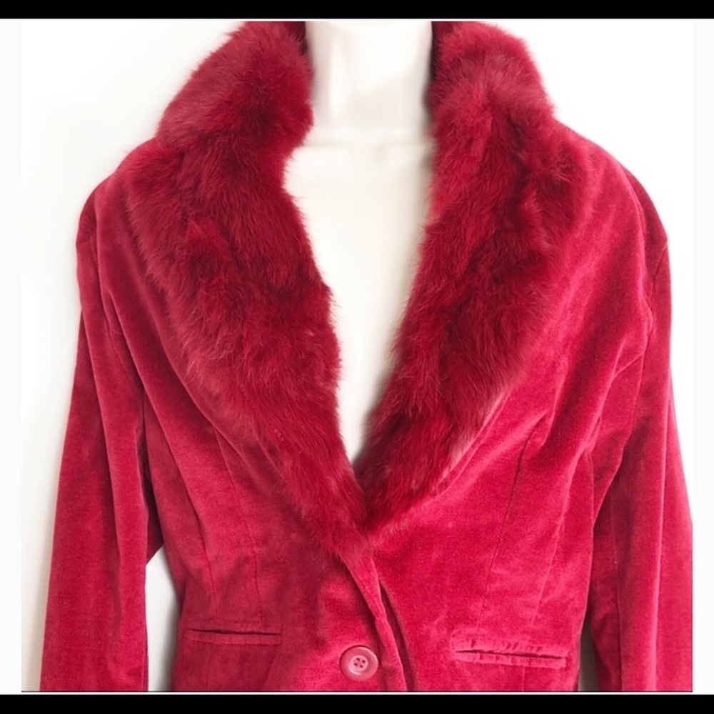 Wilson’s leather velvet blazer with rabbit fur